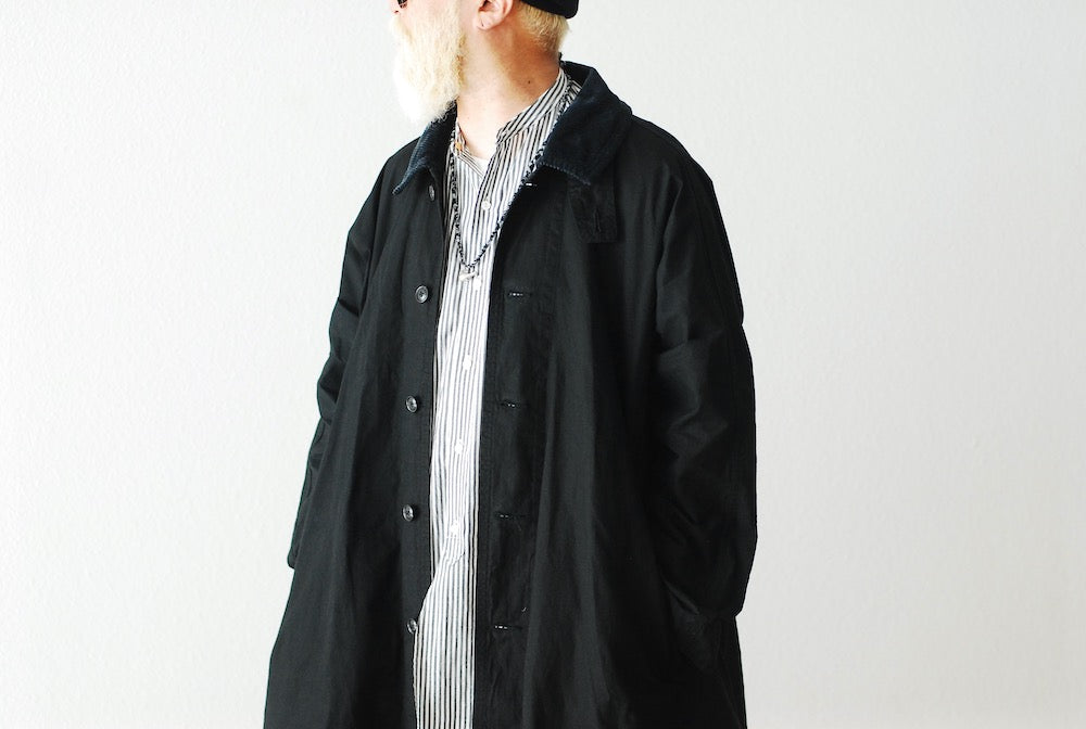 Porter Classic - PARAFFIN CORDUROY SWING COAT - BLACK SIZE 3